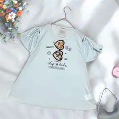 《BLUE CROSS》 チップとデールTシャツ 水色 フレア裾 Disney
