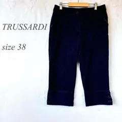 トラサルディ コーデュロイハーフパンツ 黒 38 ボトムス 秋冬 キュプラ311