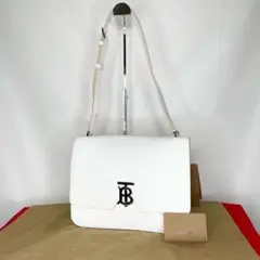 【新品】BURBERRY バーバリー ショルダーバッグ 白 ロゴ レザー