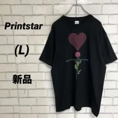 新品　プリントスター　ハートローズ　Tシャツ 黒　ブラック　男女兼用ユニセックス