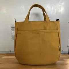 帆布トートバッグ ハンドメイド 縦なが からし色