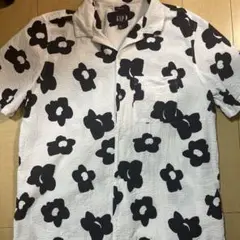 GAP シアサッカー オープンカラー 半袖シャツ