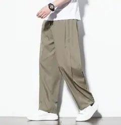ワイドスラックス チノパン バギー ボトム パンツ ドロスト XL ベージュ