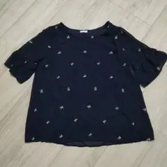 シフォンシャツ Tシャツ 花柄 5分丈