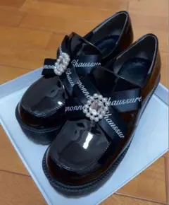 cs T＆P 厚底 エナメル リボン パンプス