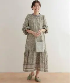 URBAN RESEARCH DOORS コットンツイルプリントワンピース