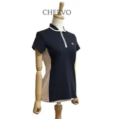 【CHERVO】 メッシュジャージ生地 ジップアップポロシャツ ゴルフウェア