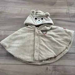 ベビーポンチョ クマ柄 フリーサイズ　ミキハウス　70.80.90