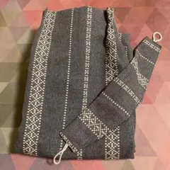 ニトリNITORI 小窓用ストライプカーテン デニム調に白刺繍風　105×140