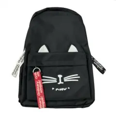 ＜訳アリ特価＞猫耳ネコ　リュック バッグ キッズ　遠足通学　A4収納　黒