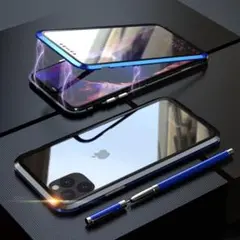iphone11pro クリアケース　両面　ハードケース　青 スマホケース