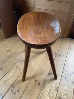 木製 丸型スツール 茶色