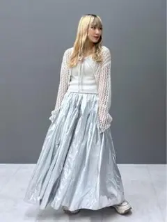 w closet ラメ混メッシュカーデ+キャミ