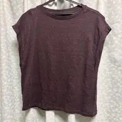 ユニクロ　リネンブレンド ノースリーブ Tシャツ ダークパープル　XL