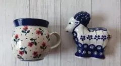 Polish Pottery　マグカップ　羊の置物　ポーランド製　 ハンドメイド