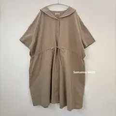【美品】サマンサモスモス　セーラー衿ワンピース　ベージュ