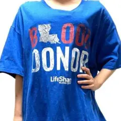 BLOOD ブラッド ドナー ライフシェア Tシャツ XL ブルー 青 古着