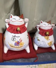 3 猫舎道楽堂　招き猫　鈴付き　宝船　貯金箱