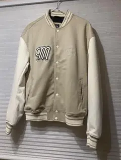 ZARA スタジャン ベージュ　刺繍ロゴ付き　Mサイズ