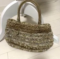 超美品❣️アンテプリマ　ゴールド×ベージュワイヤーバッグ