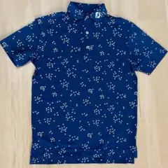 FJ ネイビー ポロシャツ 小鳥模様