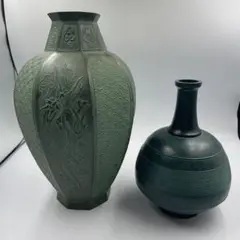 青銅　花瓶　❷個セット