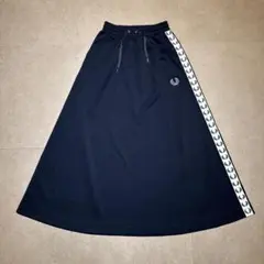 Fred Perry ロングスカート　ジャージ　サイドライン　紺　ネイビー　8