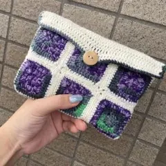 ブックケースかぎ針編み グラニースクエアOpal毛糸使用！