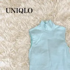 UNIQLO ストライプ ハイネック ノースリーブ ボーダー M