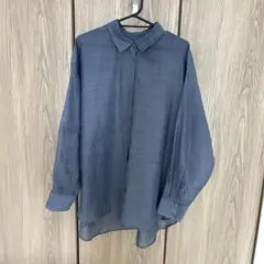 ブルー　シアーシャツ