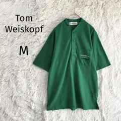 Tom Weiskopf/ノーカラーポロシャツ/M/ゴルフ 刺繍 グリーン