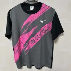 Mizuno スポーツ Tシャツ グレー ピンク