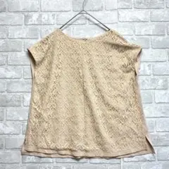 ボンサンス ノースリーブ レース カットソー 美品 M オフィカジ ベージュ
