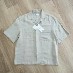 【新品】ZARA 100%リネン ベージュシャツ M