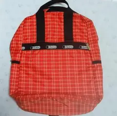 レスポートサック チェック柄 リュック 赤