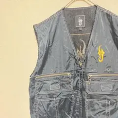 フィッシングベスト 釣り ブラック 黒 ビックポケット ゆったり メンズ ジレ