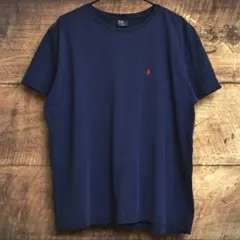 00s ポロラルフローレン　ポニー刺繍 Tシャツ　ネイビー　フェード　グランジ