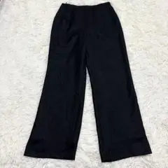 m1316 美品✨レディース綺麗めパンツ L ゆったり 日本製 ブラック 黒