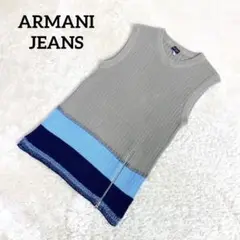 美品ARMANI JEANS リブニット ベストセーター M