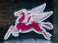 モビール Mobil ペガサス ネオン 看板 オイル ブリキ シェビー 店舗装飾