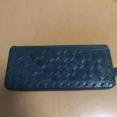 Ethnoモスグリーン レザー 編み込み 長財布 メンズレディース