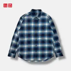UNIQLO オンブレチェックシャツ シャドーチェック ブルー XL