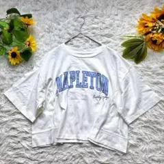 【レピピアルマリオ】【L】Tシャツ BIGロゴ入り 丈短め 白 カジュアル