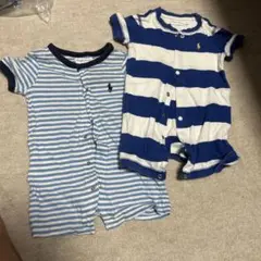 Ralph Lauren ストライプロンパース 2点セット70サイズ、6m