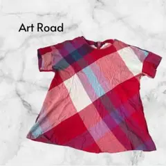 【Art Road】 綿100% 半袖チェックシャツ インド製 赤系 M-L