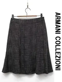 P402/ARMANI COLLEZIONI フレアスカート シルク 38 黒赤