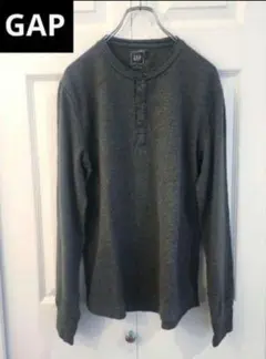 GAP グレー ヘンリーネックシャツ M　メンズ