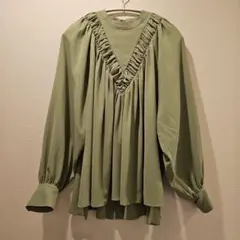 STYLEMIXER フリル 長袖 ブラウス グリーン