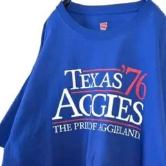ヘインズ テキサス AGGIES Tシャツ XL ブルー 青 古着