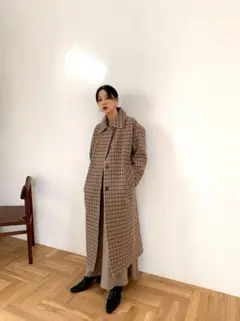 クラネ ミックスチェックステンカラーコート